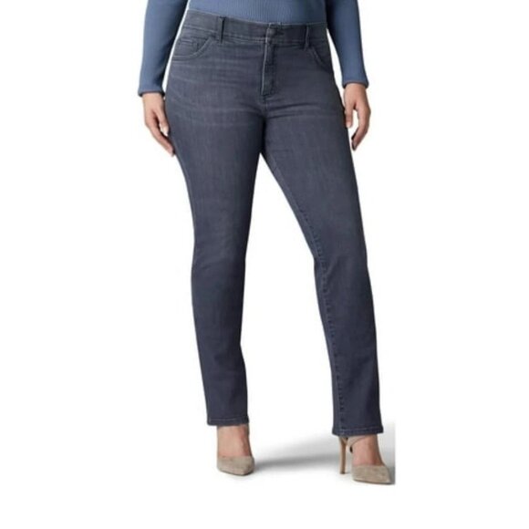 NWT Lee Women's Plus Flex Motion Straight Leg Jean Gray sz 16W Petite - Picture 1 of 1